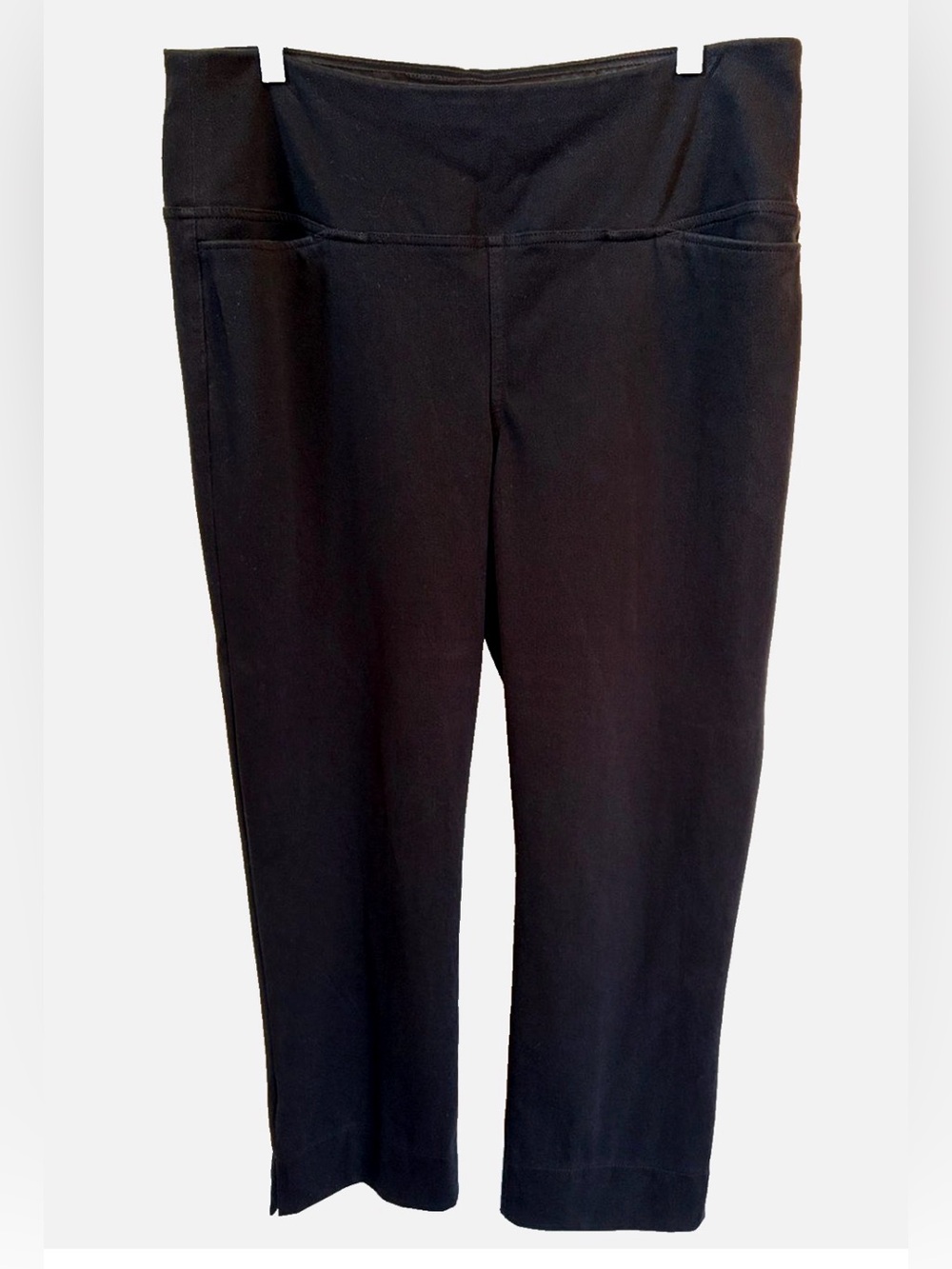 J.Jill Wearever Petite LP Black Tummy Control Crop Pants Pull On Pockets